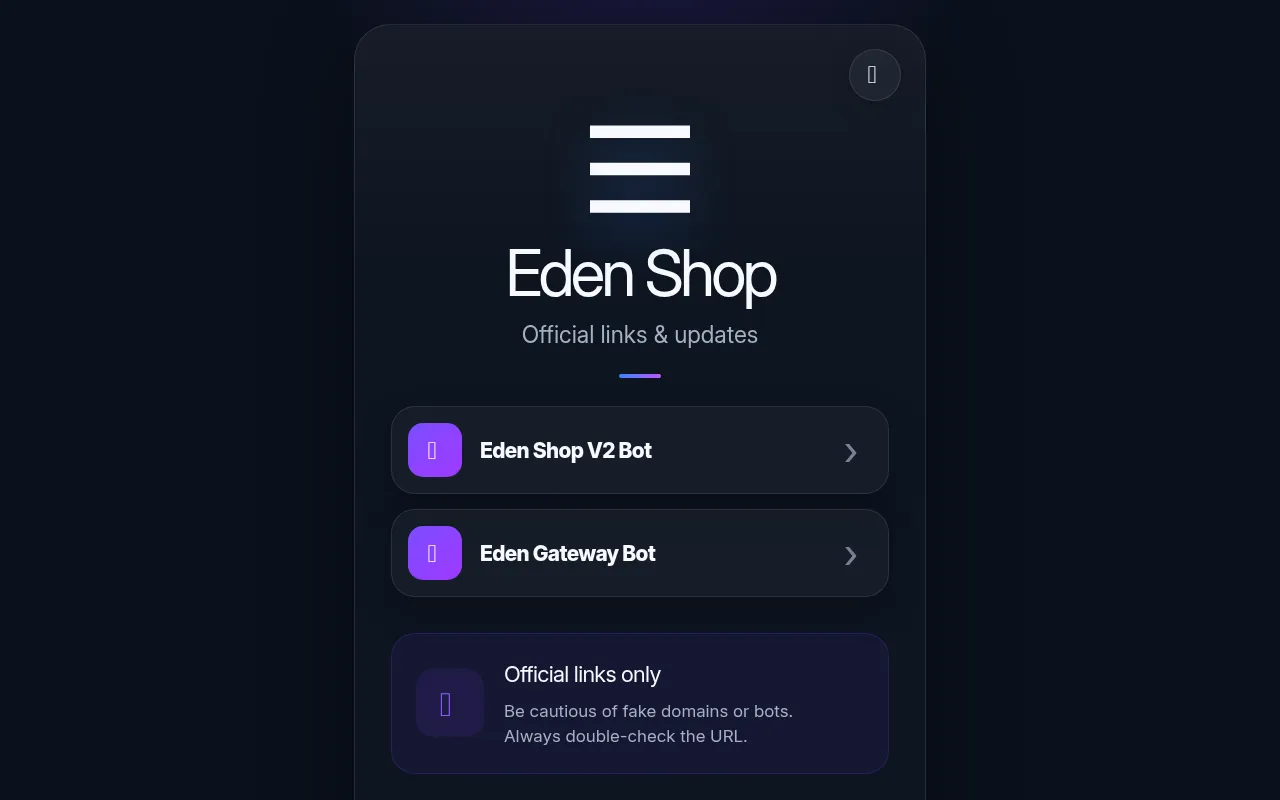 Screenshot of edenshoplist.ton