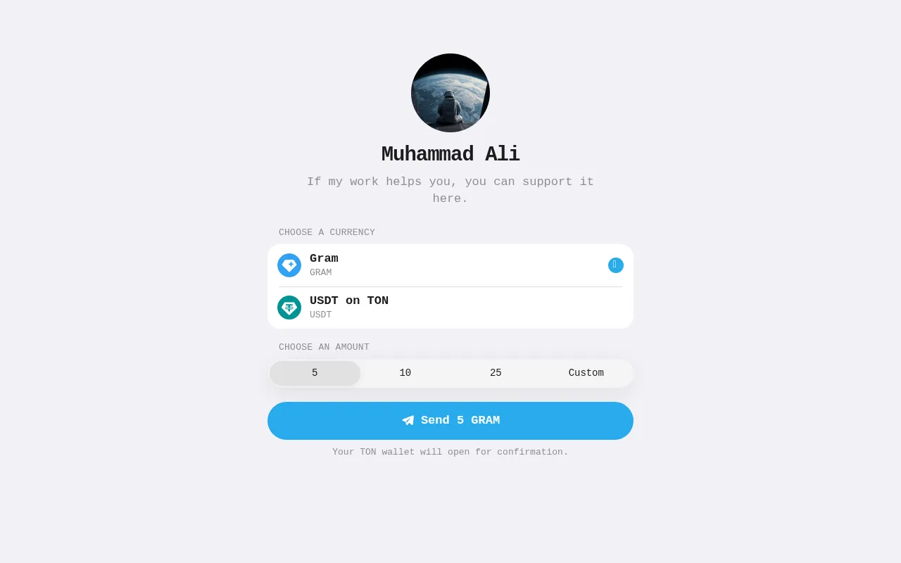 Screenshot of kmuhammadali.ton
