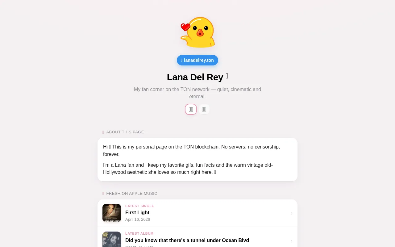 Screenshot of lanadelrey.ton