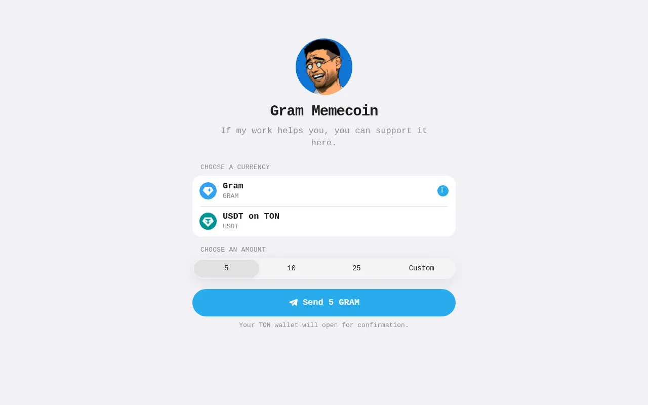 Screenshot of memecoin.ton-site.ton