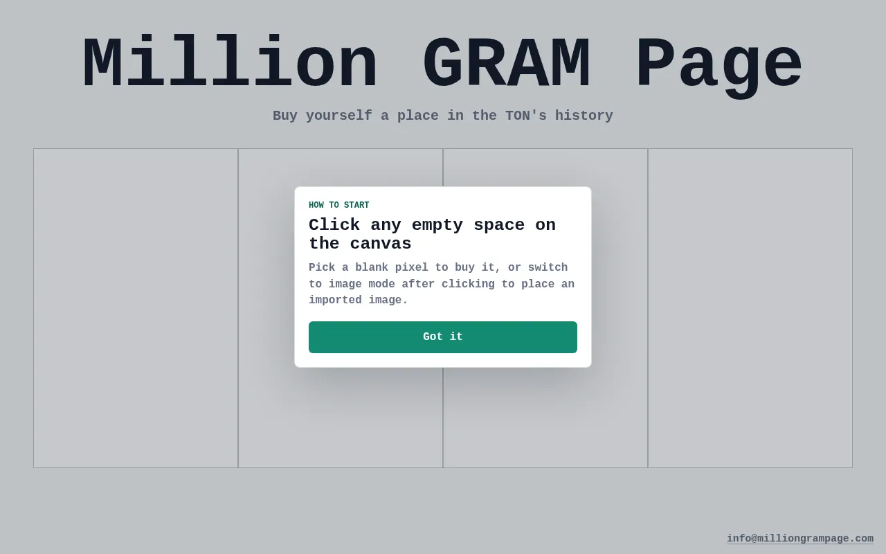 Screenshot of milliongrampage.ton