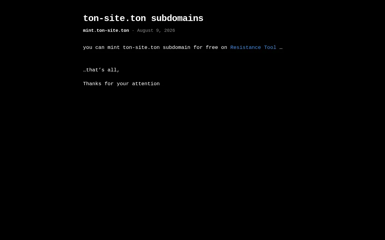 Screenshot of mint.ton-site.ton