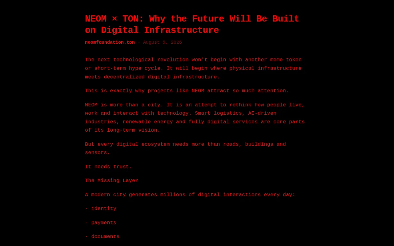 Screenshot of neomfoundation.ton