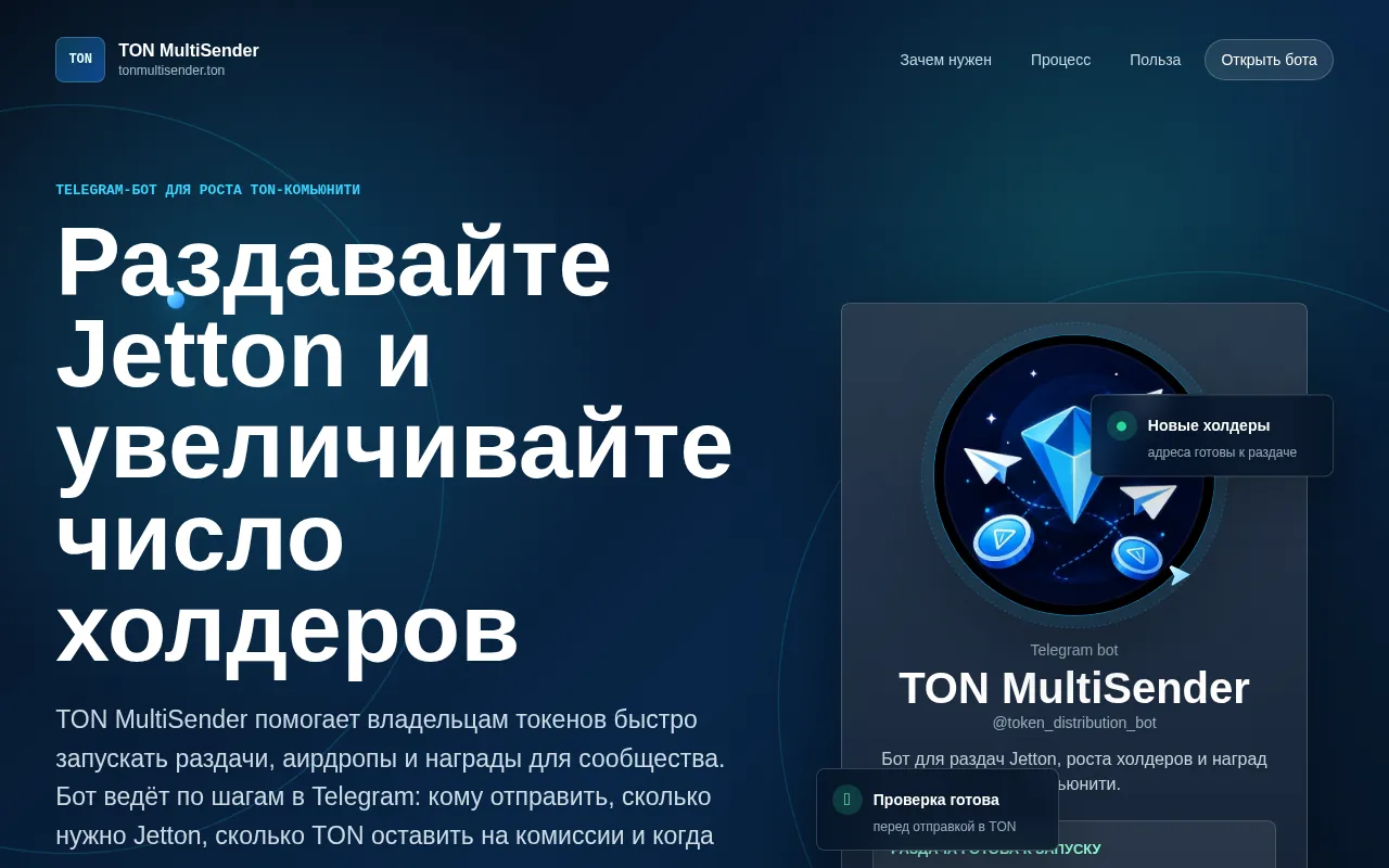 Screenshot of tonmultisender.ton