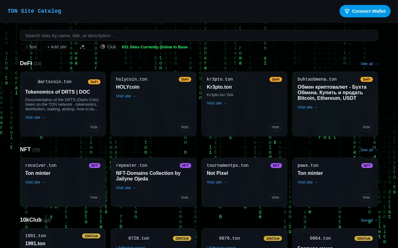Screenshot of tonsitecatalog.ton